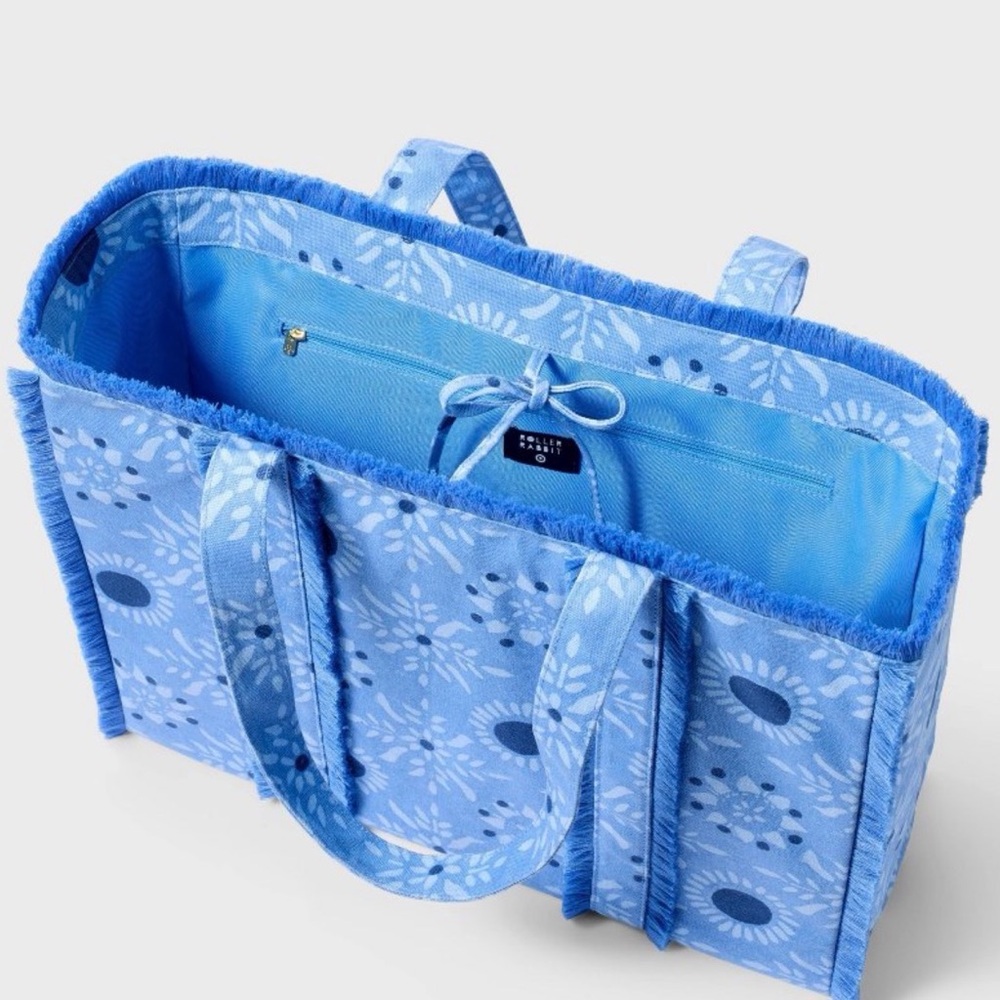 Roller Rabbit x Target 🩵💙 Blue Floral Fringe Tote